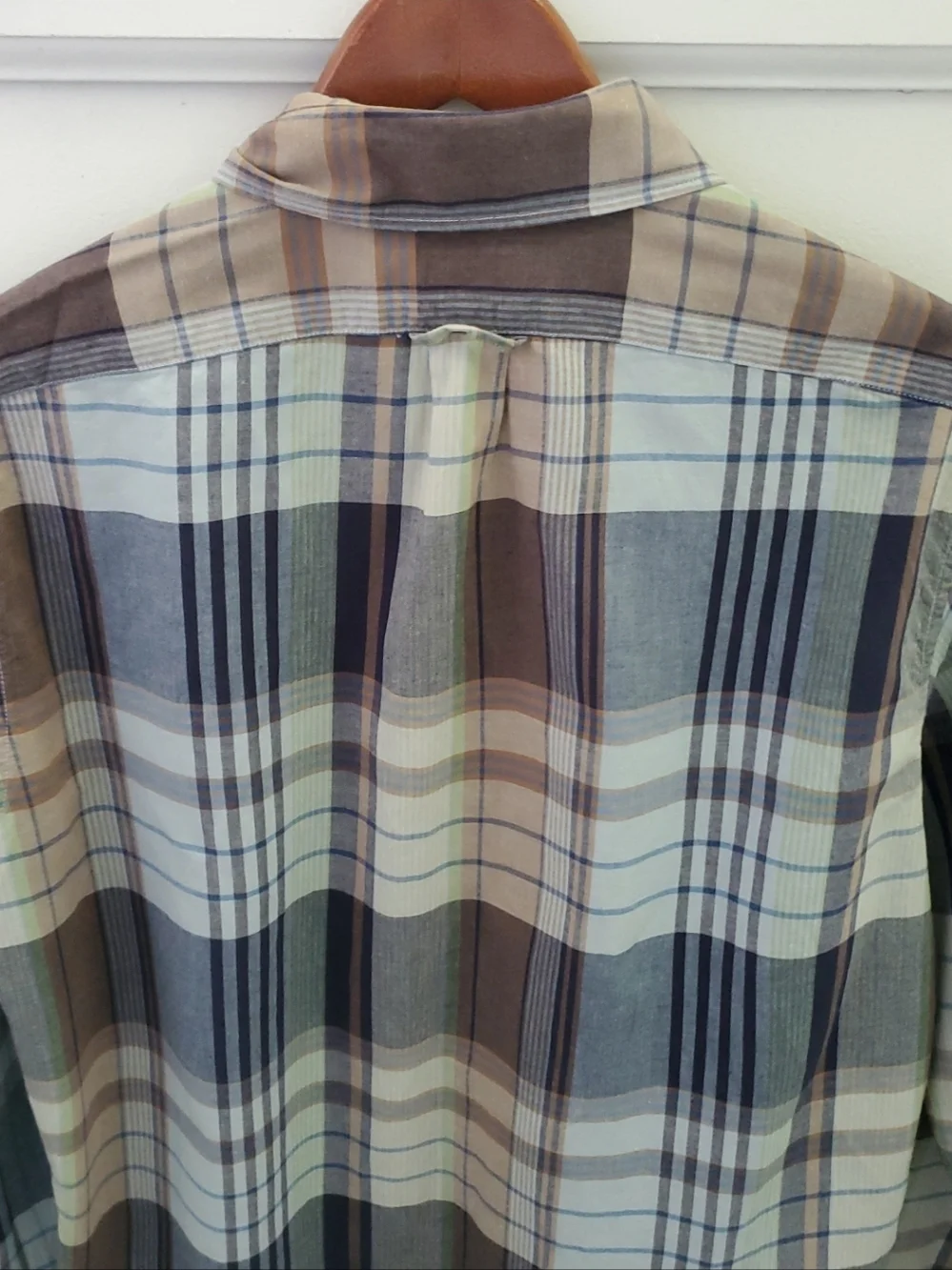 J. Crew Men's Indian Madras woven Plaid Button-Down Shirt Size Large Slim
